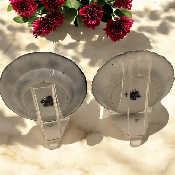 Antique Pair English Kyber Flow Blue Serving Bowls By W Adams And Co. Set of Two - Picture 6 of 12